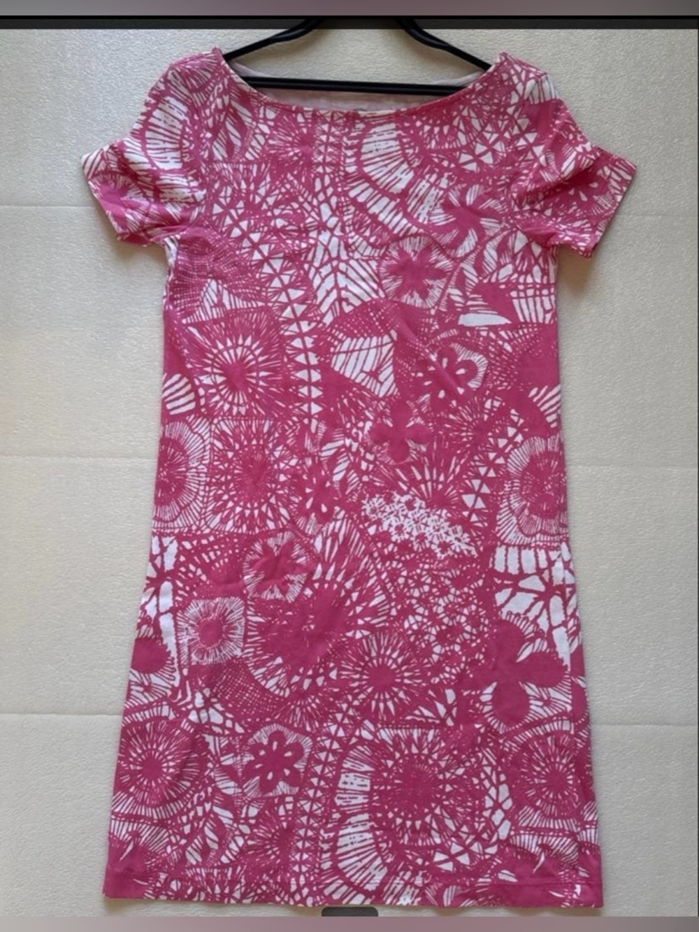 Tory Burch Pink & White Floral Lace-Style Cotton T-shirt summer Dress